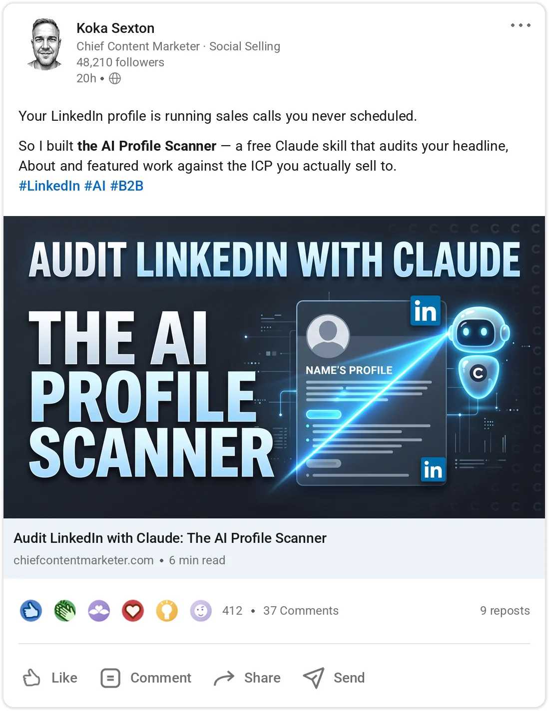 Example LinkedIn post mockup